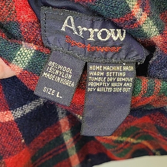 Men's Arrow Red Plaid Blue Reversible Wool Vest L - Picture 7 of 13
